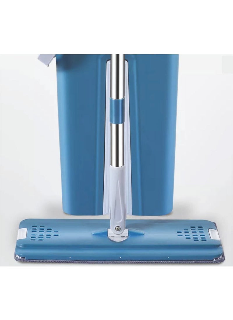 dreamons link - Dreamons link Flat Mop with Bucket, Cleaning Squeeze Hand Free Floor Mop, 3 Reusable Mop Pads, Stainless Steel Handle,360° Rotating Head Squeeze Flat Mop Set (Blue)) - Image 1