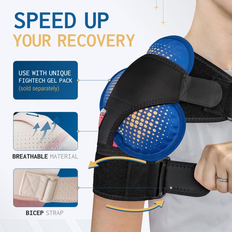FIGHTECH Shoulder Brace - Support & Injury Prevention Brace- Joint Pain Releaser- Shoulder Compression Wrap Strap - Adjustable Injury Accessories for Shoulders - Premium Quality Strap by FIGHTECH (Pink, S-M) - Image 3