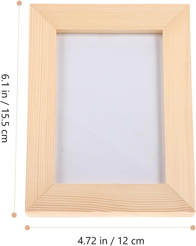 Veemoon 6pcs 5-inch Solid Wood Picture Frame Set, Rustic Natural Wood Photo Frames with Desk and Wall Mount Display, Wedding and Living Room Decoration - Image 2