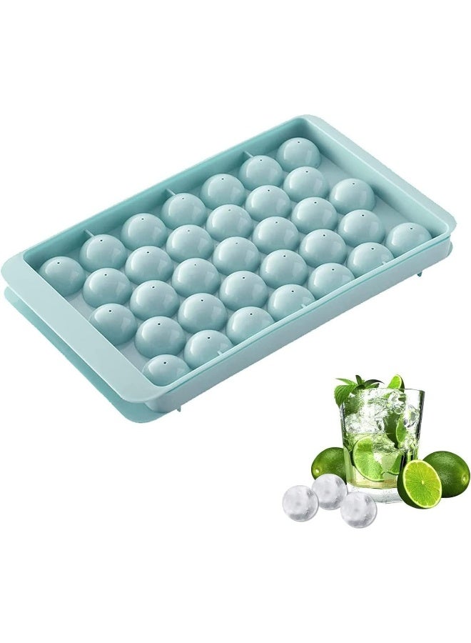 Biella Multicolor Ice Cube Tray With Lid - Round Ice Ball Maker Mold For Freezer - Mini Circle Ice Cube Tray Making For Sphere Ice Chilling Drinks Juice Coffee Etc  - Image 1