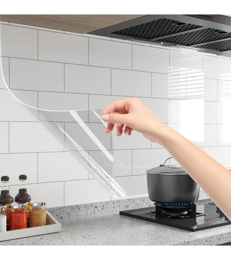 PVC PVC Kitchen Film 23.62x196.85 Inch Oil Proof Splash Proof Stove Cover - Image 3