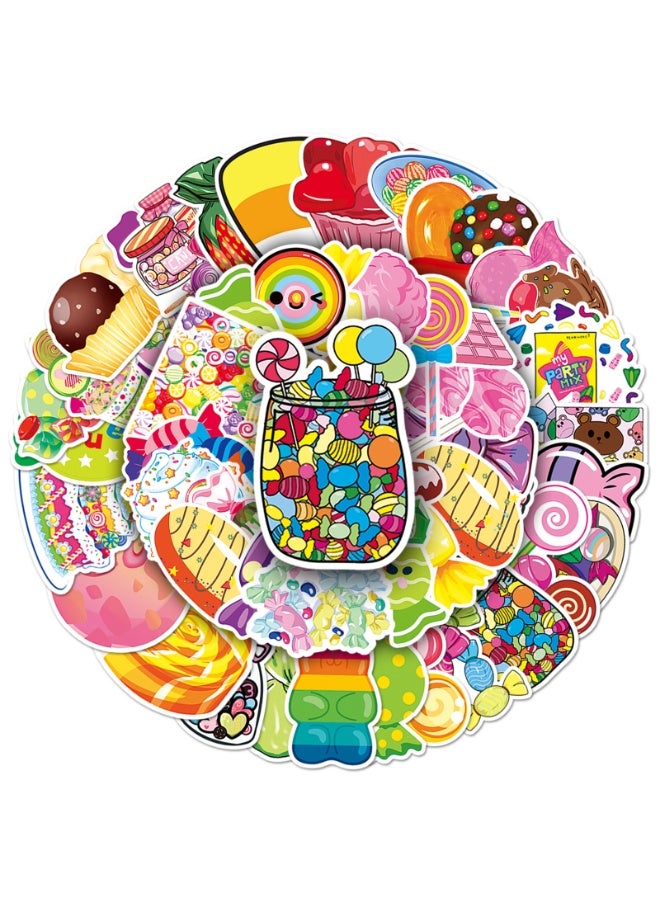 50Pcs Candy Sticker Funny Design Cute Dessert Vinyl Waterproof Stickers for Girls Water Bottle Laptop Decor Party Favors Birthday Gifts - Image 1