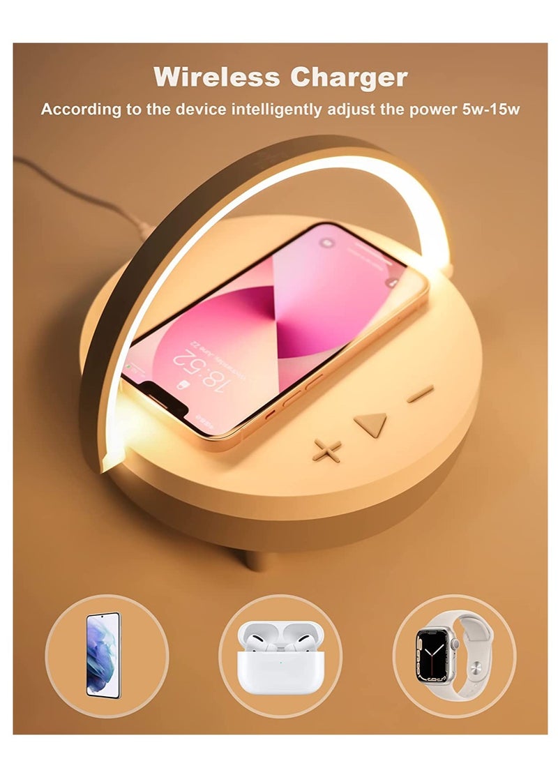 ELTRAZONE LED Night Light Table Lamps, Music Lamp Wireless Charger Portable Bluetooth Speaker Touch Lamp, Portable Bluetooth Speaker, Wireless Charging Nightstand Lamp ,Birthday Gifts for Women, Men, Dad, Mom - Image 3