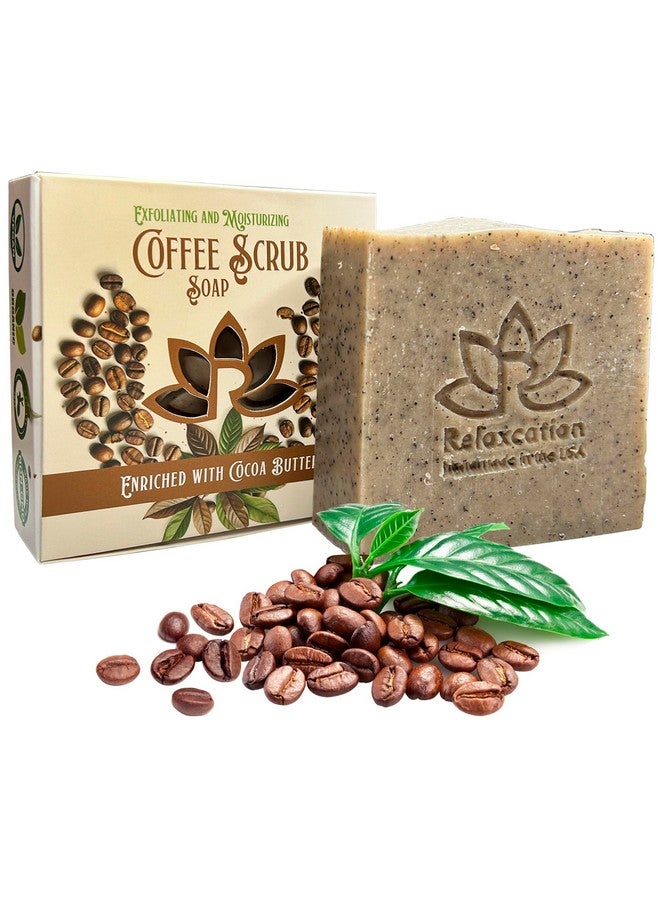 Relaxcation 100% Handmade Coffee Scrub Soap Bar With Fresh Ground Coffee And Cocoa Butter Coffee Scrub Cold Process Soap With Coffee Latte Aroma Oil Good Scrubbing Effect Body Exfoliating And Moisturizing - Image 1