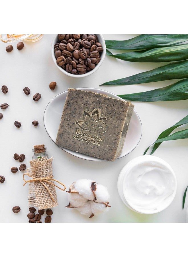 Relaxcation 100% Handmade Coffee Scrub Soap Bar With Fresh Ground Coffee And Cocoa Butter Coffee Scrub Cold Process Soap With Coffee Latte Aroma Oil Good Scrubbing Effect Body Exfoliating And Moisturizing - Image 3