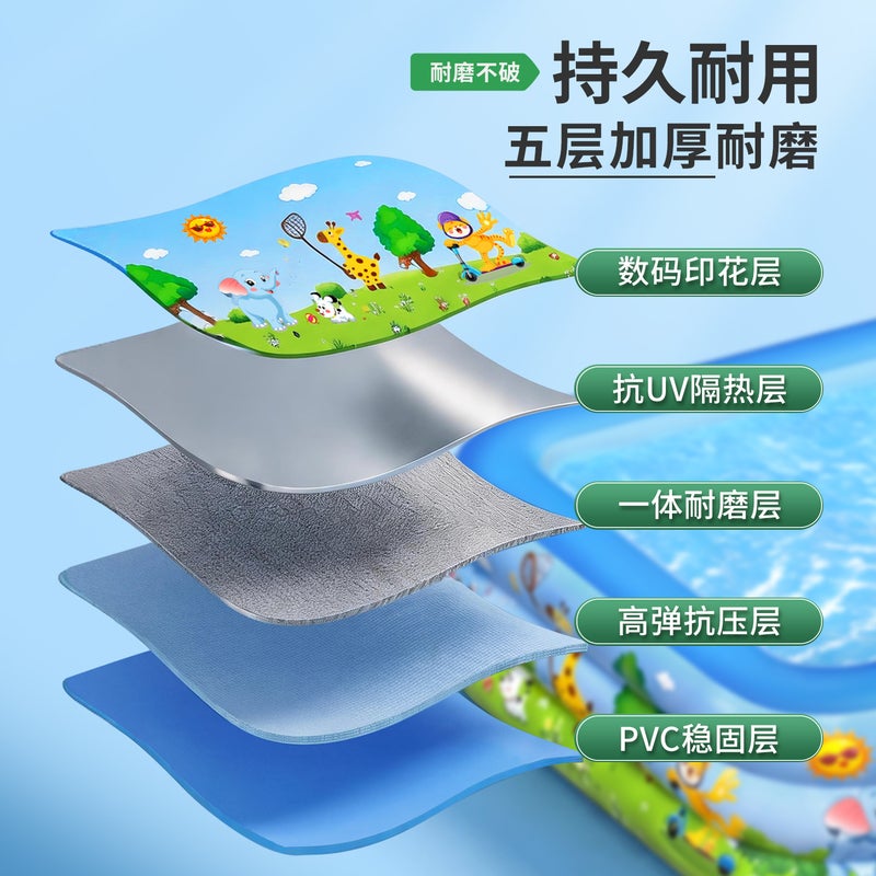 حوض سباحة قابل للنفخ للأطفال والعائلة، حمام سباحة كبير من PVC - Image 3