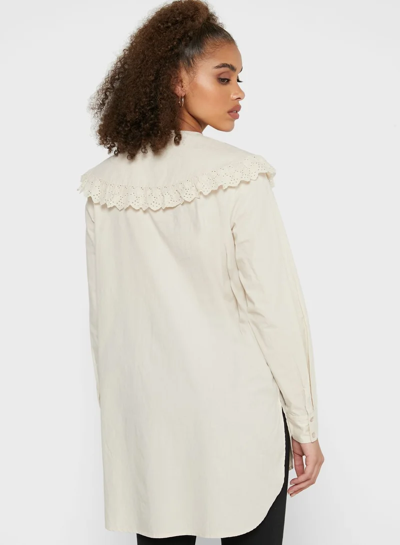 PIECES Overlay Button Down Shirt