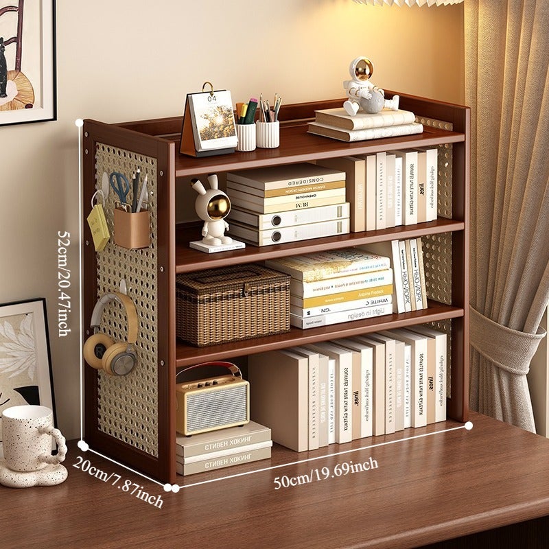 1pc, High-End Bamboo Rack - Faux Rattan Woven Bookshelf and Cup Holder, Suitable for Living Rooms, Tea Rooms, Kitchens, Etc., Sundries Organizer, Small Items Organizer, Durable Material, Space-Saving Design, Vertical Shelf, Teacup Storage Rack - Image 1