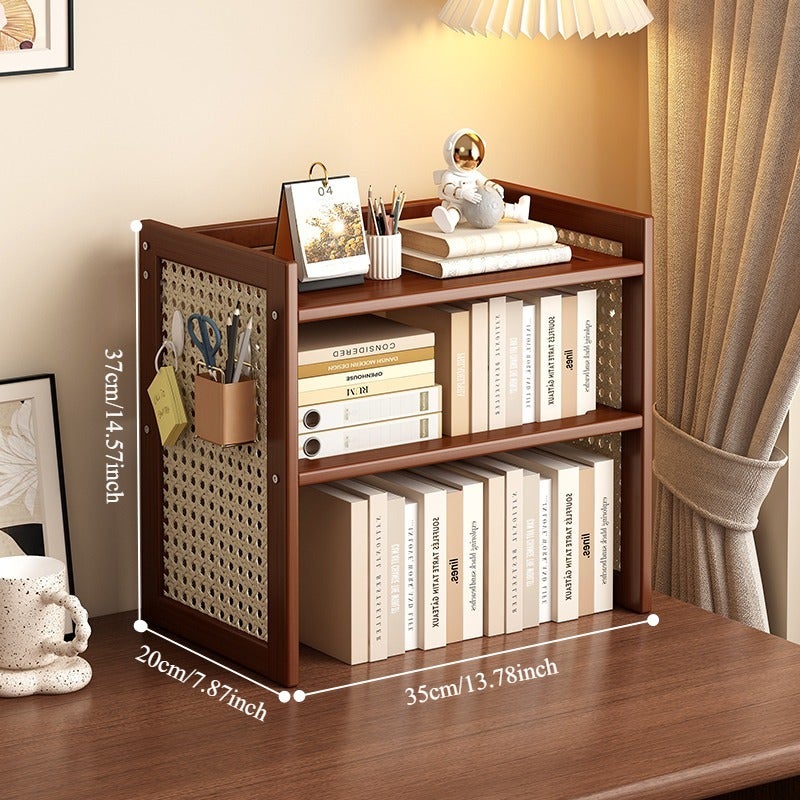 1pc, High-End Bamboo Rack - Faux Rattan Woven Bookshelf and Cup Holder, Suitable for Living Rooms, Tea Rooms, Kitchens, Etc., Sundries Organizer, Small Items Organizer, Durable Material, Space-Saving Design, Vertical Shelf, Teacup Storage Rack - Image 2