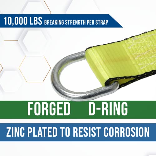 Boxer 2" x 10ft Pro Lasso Tow Strap with D Ring & Protective Sleeve – Car Tie Down, Auto Hauler, Auto Transport – 10,000lbs - 4 Pack - Image 5