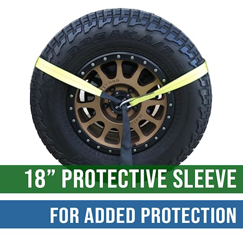 Boxer 2" x 10ft Pro Lasso Tow Strap with D Ring & Protective Sleeve – Car Tie Down, Auto Hauler, Auto Transport – 10,000lbs - 4 Pack - Image 3