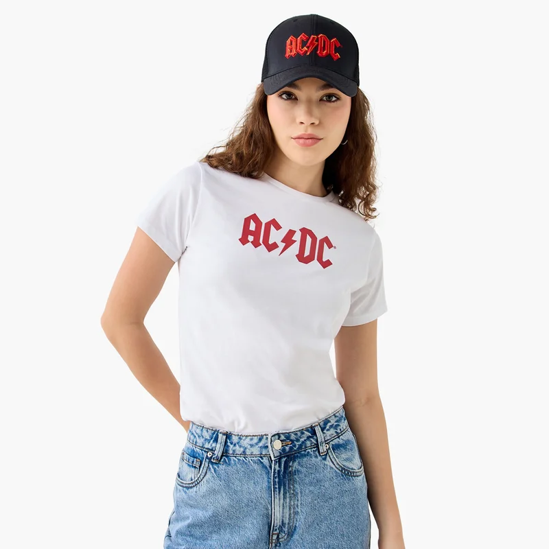 SP Characters AC/DC Printed T-shirt with Crew Neck and Short Sleeves
