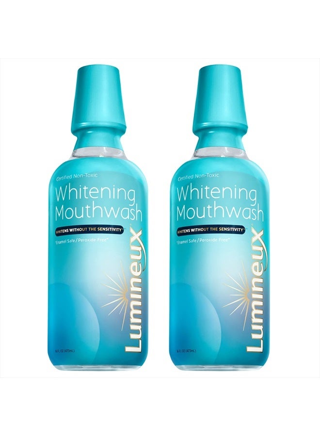 Lumineux Teeth Whitening Mouthwash, 16 Oz. 2 Pack - Peroxide Free - Enamel Safe - Whitening Without The Sensitivity - Certified Non-Toxic - NO Alcohol, Fluoride & SLS Free - Image 1