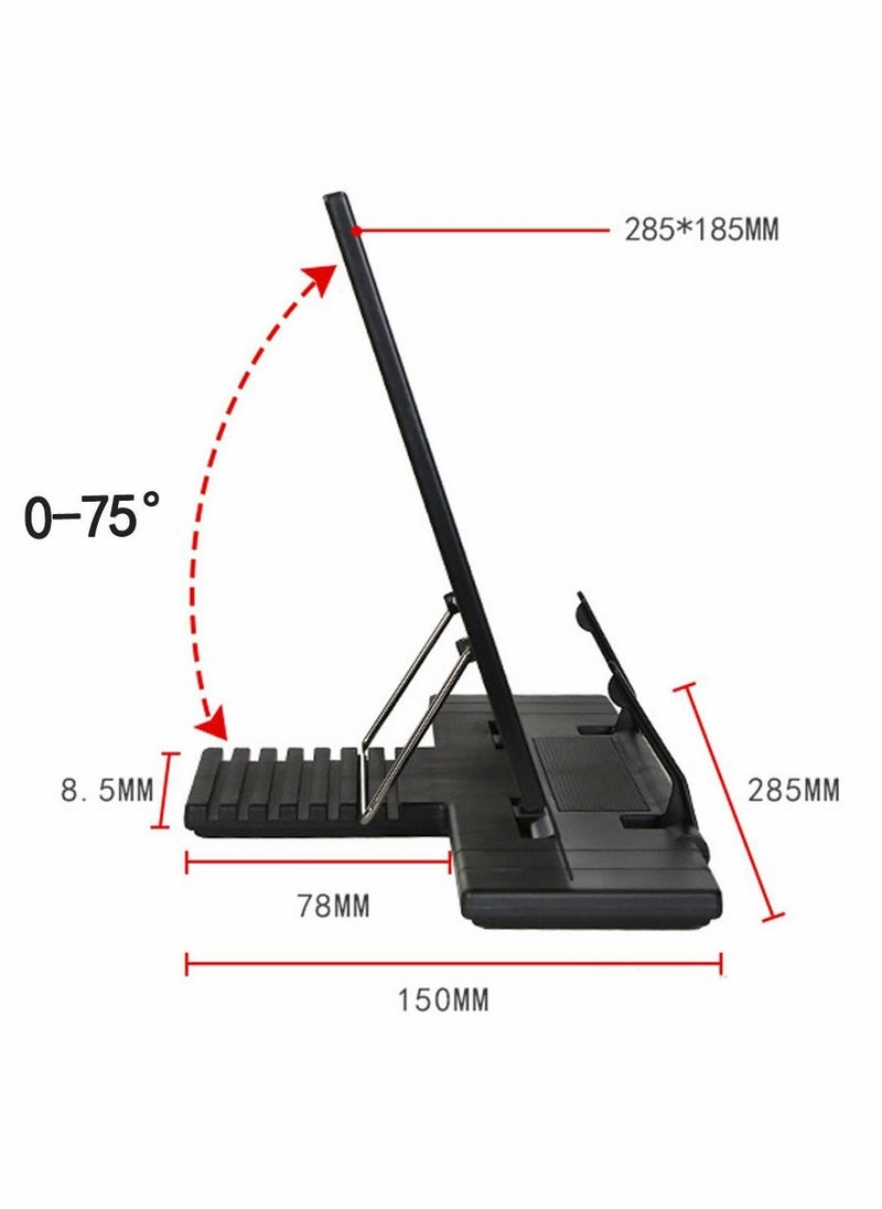 Y&D - Desk Book Stand Metal Reading Rest Holder Portable Document for Cook Music iPad Laptop with 7 Adjustable Positions and Page Paper Clips - Image 1