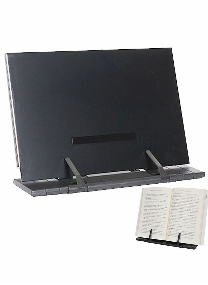 Y&D - Desk Book Stand Metal Reading Rest Holder Portable Document for Cook Music iPad Laptop with 7 Adjustable Positions and Page Paper Clips - Image 1
