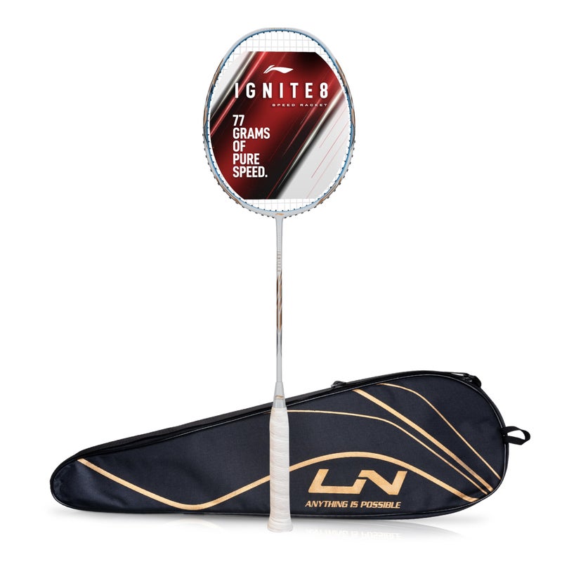 Li-Ning Graphite Ignite 8 Lightweight Attacking Unstrung Badminton Racket with Full Cover | 77 Grams | Max Tension : ?30 Lbs | Nanotech Shaft & Expanded Sweet Spot, Black - Image 5