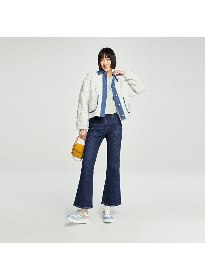 LEE Xline Spring Comfort Edition White Faux Shearling Trimmed Women'S Cotton Jacket - Image 4