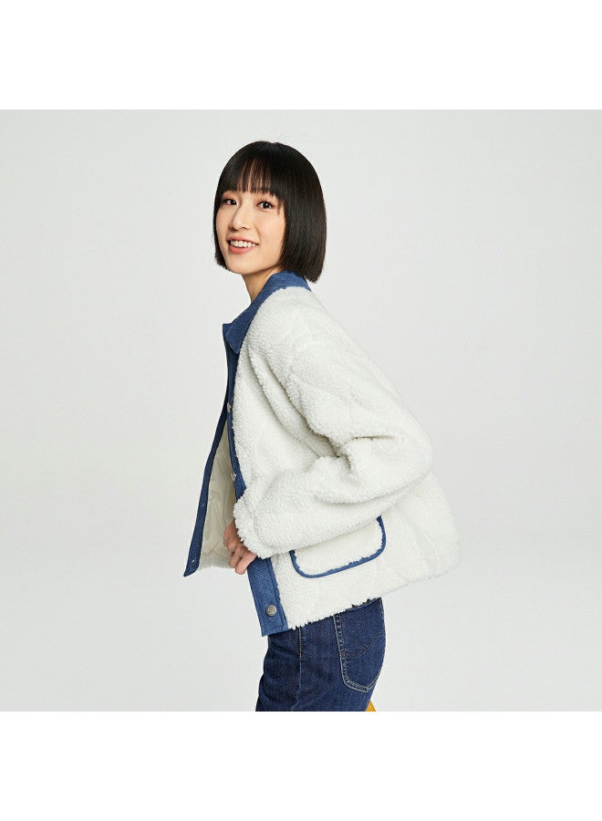 LEE Xline Spring Comfort Edition White Faux Shearling Trimmed Women'S Cotton Jacket - Image 5