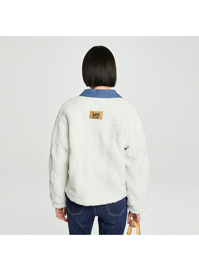 LEE Xline Spring Comfort Edition White Faux Shearling Trimmed Women'S Cotton Jacket - Image 3