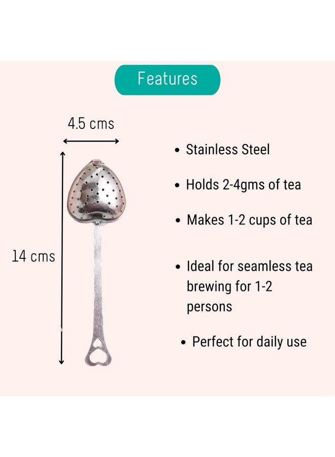 OH CHA - مصفاة شاي على شكل قلب | مصفاة من الفولاذ المقاوم للصدأ للاستخدام اليومي | خالية من BPA، متينة | فلتر شاي أخضر وأسود، صانع | 14 سم - Image 3