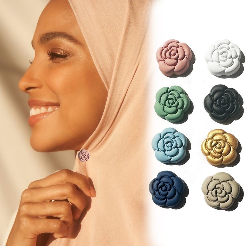 eManco Magnetic Camellia Brooch Scarf Clip Shawl Pin Anti-Slip Fixing Clasp for Women and Men，Magnetic Hijab Clip，luxury fashion jewelry, minimalist jewelry， - Image 2