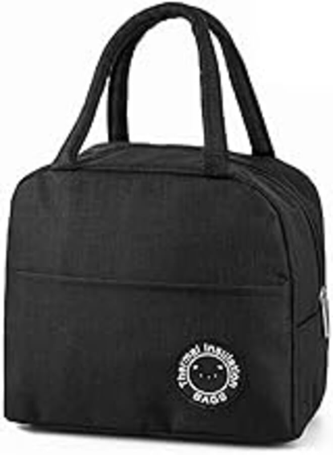 Insulated Lunch Box Bag, Lunch Bag, Office Worker with Lunch Bag, Student Carton, Aluminum Foil Thick Insulated, Small Tote Bag (Black) 