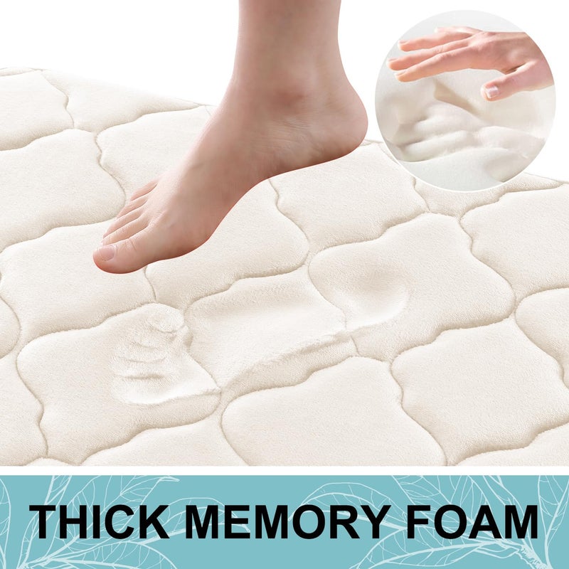 OLANLY Memory Foam Bath Mat Rug  Ultra Soft Non Slip and Absorbent Bathroom Rug  Machine Wash Dry  Comfortable  Thick Bath Rug Carpet for Bathroom Floor  Tub and Shower  30x20  Ivory - Image 2