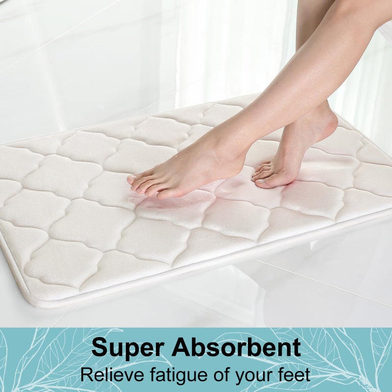 OLANLY Memory Foam Bath Mat Rug  Ultra Soft Non Slip and Absorbent Bathroom Rug  Machine Wash Dry  Comfortable  Thick Bath Rug Carpet for Bathroom Floor  Tub and Shower  30x20  Ivory - Image 4