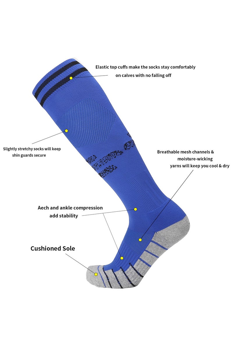 SKY WING Soccer Socks, Sport Knee High Socks Calf Compression Athletic Socks for Mens and Women Running&Training Football Thickening Keep Warm Sock-Blue-4 Pair - Image 3