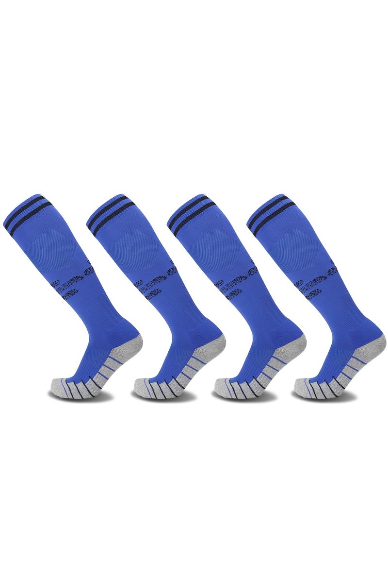 SKY WING Soccer Socks, Sport Knee High Socks Calf Compression Athletic Socks for Mens and Women Running&Training Football Thickening Keep Warm Sock-Blue-4 Pair - Image 1