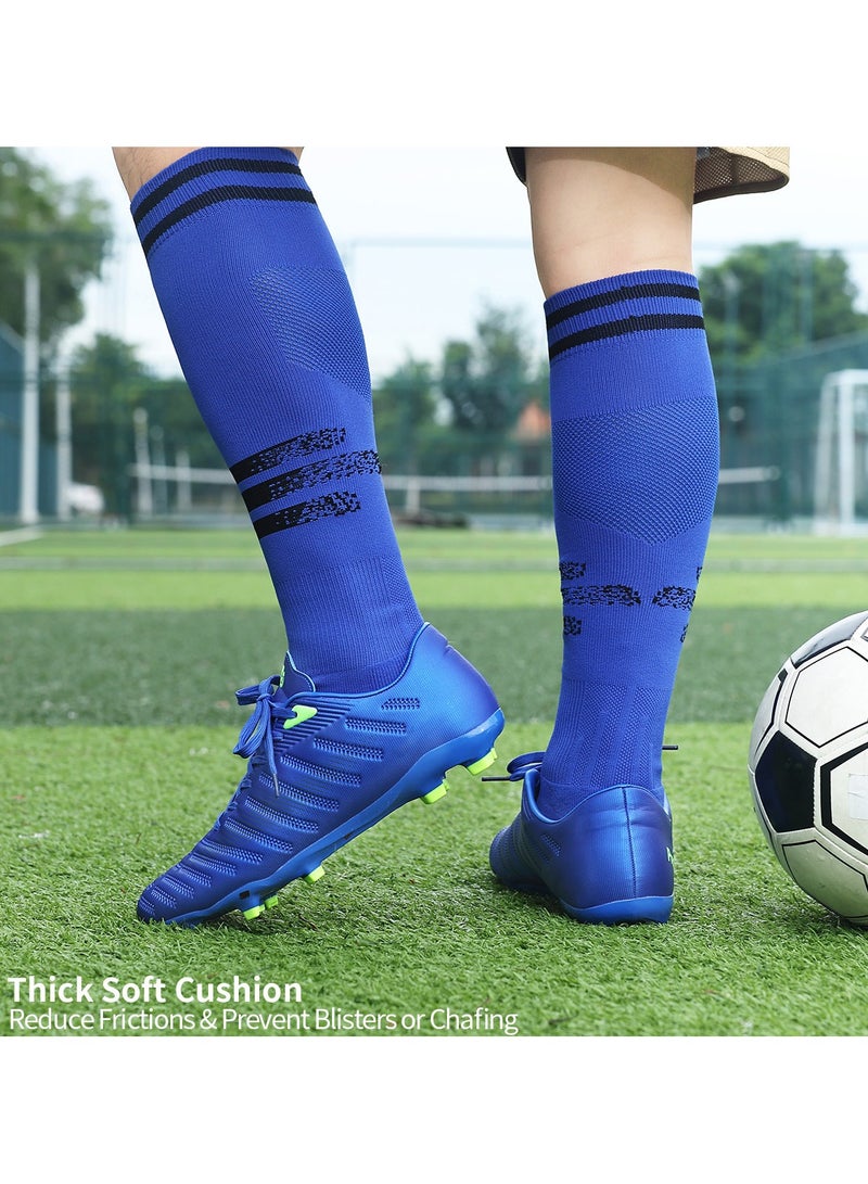 SKY WING Soccer Socks, Sport Knee High Socks Calf Compression Athletic Socks for Mens and Women Running&Training Football Thickening Keep Warm Sock-Blue-4 Pair - Image 5