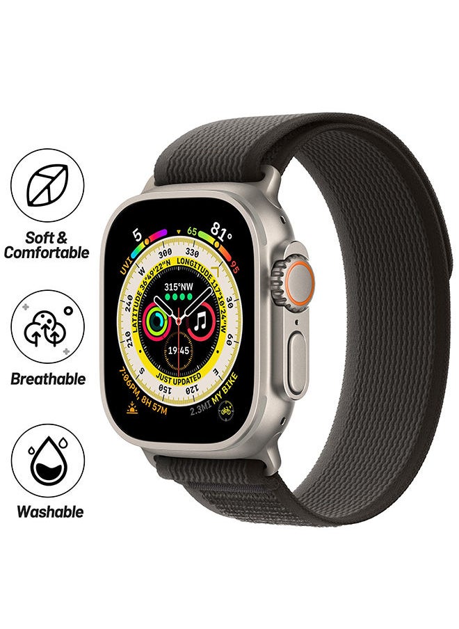O Ozone - Trail Nylon Loop Straps For Apple Watch Band Ultra 49mm 42mm 44mm 45mm Adjustable Sport Braided strap for iWatch Series 8/7/6/5/4/3/2/1/SE - Blue/Grey - Image 1