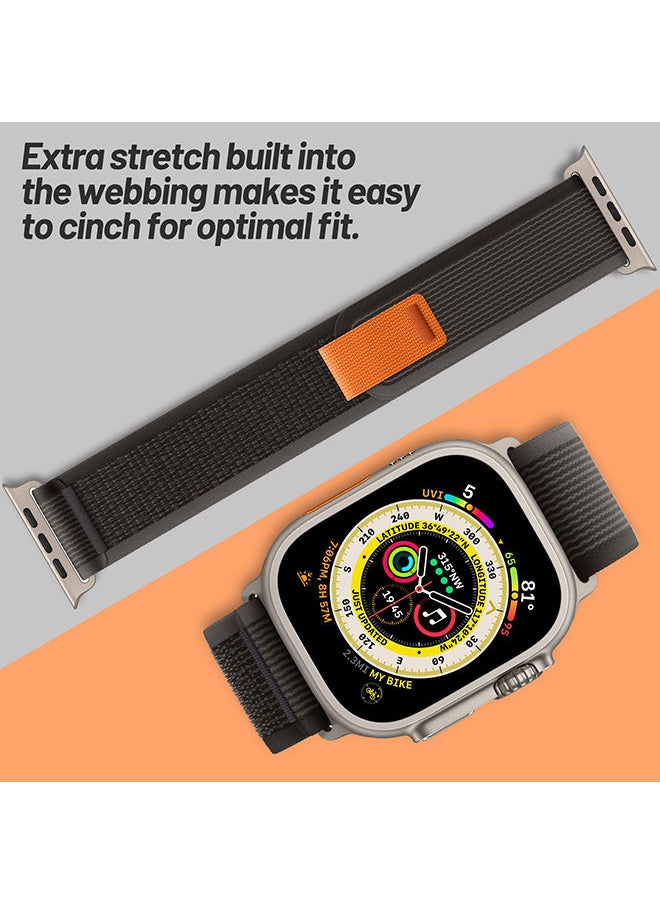 O Ozone - Trail Nylon Loop Straps For Apple Watch Band Ultra 49mm 42mm 44mm 45mm Adjustable Sport Braided strap for iWatch Series 8/7/6/5/4/3/2/1/SE - Blue/Grey - Image 1