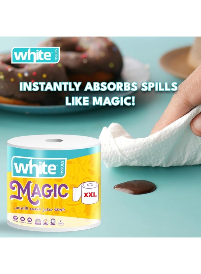 وايت ورق مطبخ وايت ماجيك متعدد الأغراض بحجم XXL - طبقتان - قوة امتصاص فائقة - Image 2