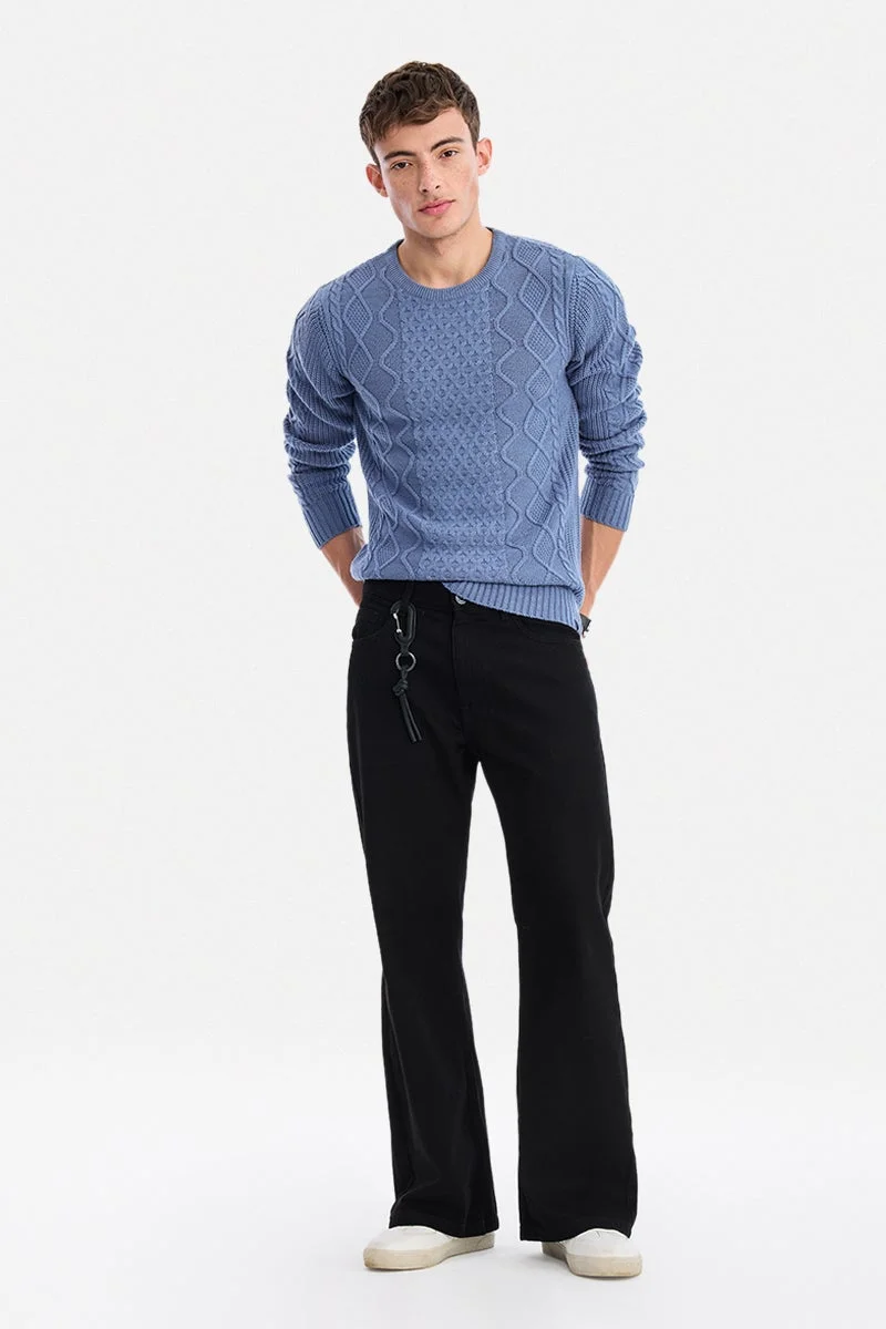 سنيتش Purple Textured Long Sleeve Regular Fit Casual Sweater