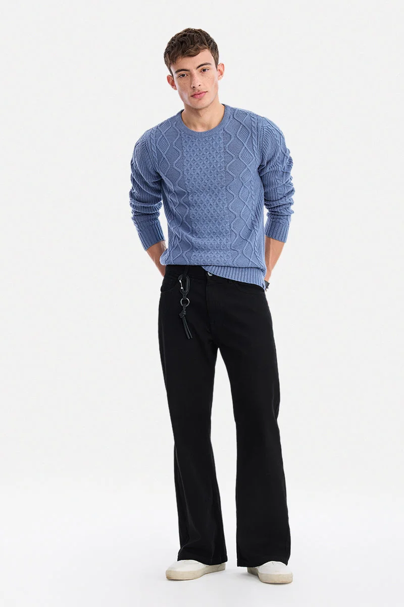 سنيتش Purple Textured Long Sleeve Regular Fit Casual Sweater