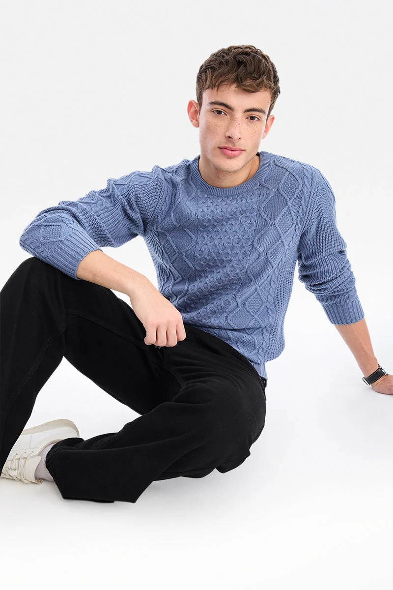 سنيتش Purple Textured Long Sleeve Regular Fit Casual Sweater