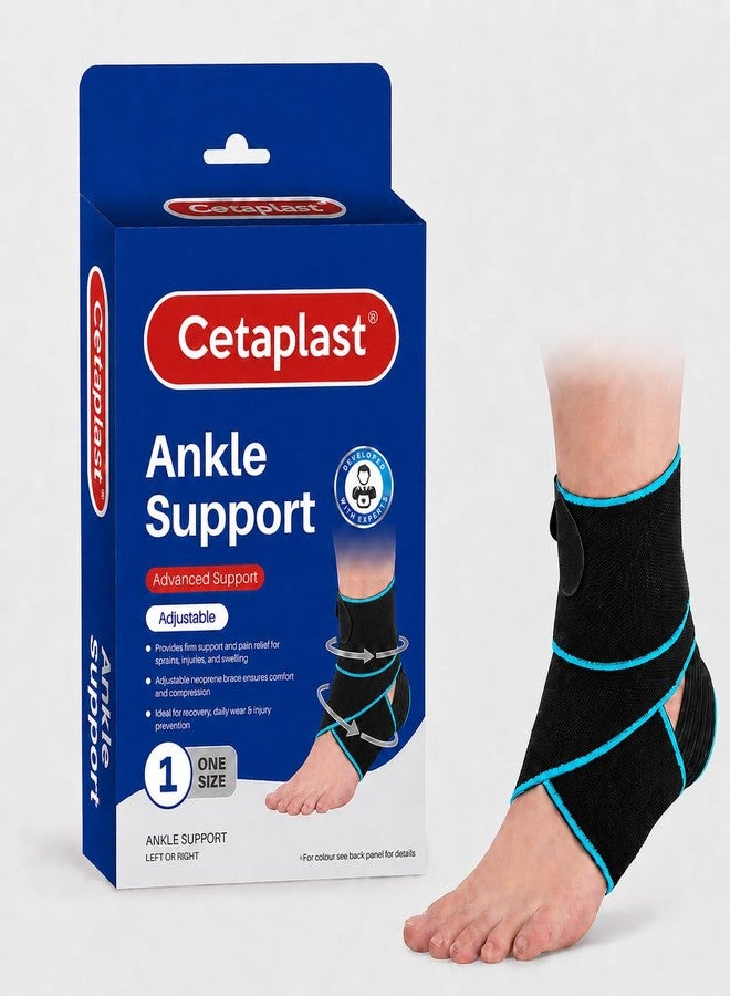 Cetaplast Ankle Support Brace - Adjustable Ankle Brace Wrap Strap for Sports Protect, Plantar Fasciitis, Achilles tendonitis, Ligament damage, Injury Recovery, Men Women (Free Size) (Blue) - Image 1