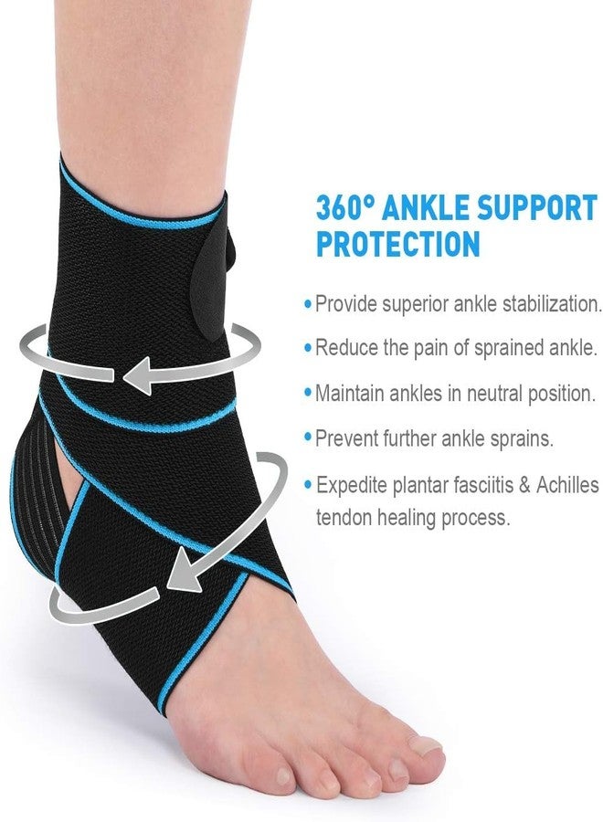 Cetaplast Ankle Support Brace - Adjustable Ankle Brace Wrap Strap for Sports Protect, Plantar Fasciitis, Achilles tendonitis, Ligament damage, Injury Recovery, Men Women (Free Size) (Blue) - Image 3