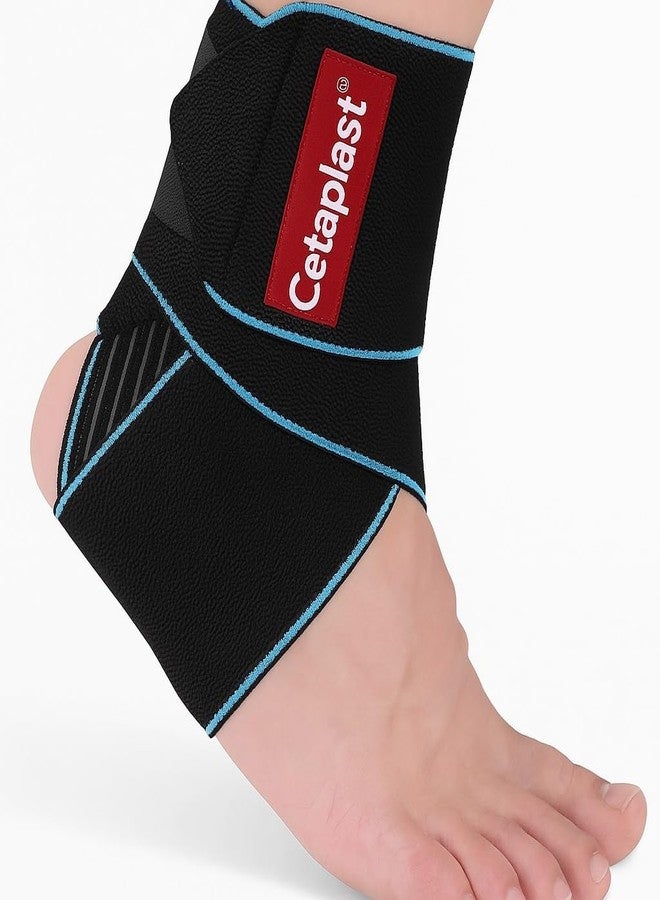 Cetaplast Ankle Support Brace - Adjustable Ankle Brace Wrap Strap for Sports Protect, Plantar Fasciitis, Achilles tendonitis, Ligament damage, Injury Recovery, Men Women (Free Size) (Blue) - Image 2