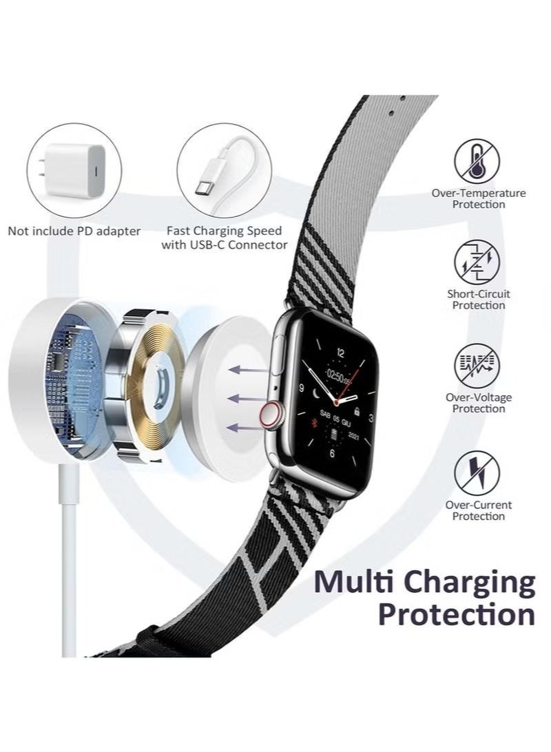 DeHuCg Applicable to Apple Watch Charger USB C Magnetic Fast iWatch Charger Portable Compatible with iWatch Ultra/Series 11/10/9/8/7/6/SE/SE2/5/4/3/2/1（1M） - Image 5