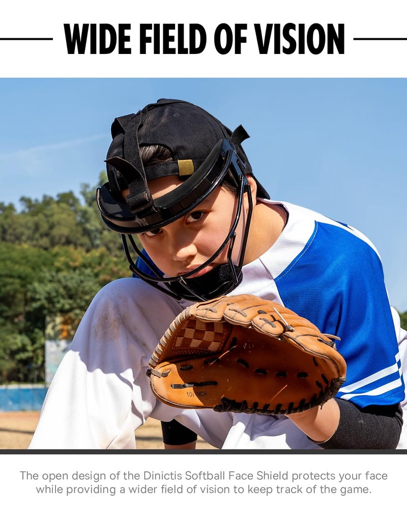 Dinictis Softball Face Mask, Lightweight, Comfortable, with Wide Field Vision, Durable and Safe Face Guards, Premium Protective Softball Fielder's Mask-Black-Child(S) - Image 5