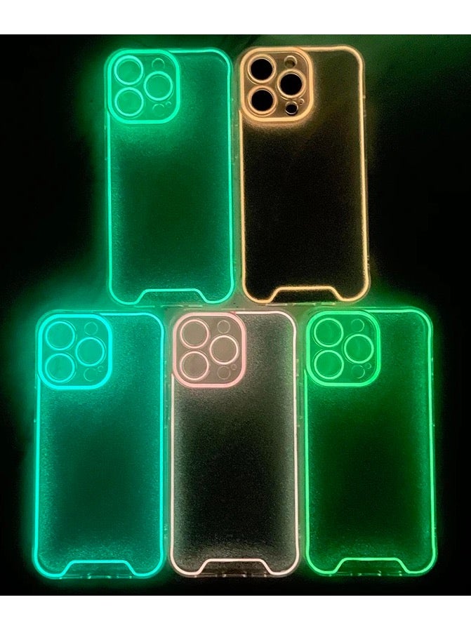 Transparent GREEN COLOR Glow in Dark Mobile Back Phone Protect Cover Fluorescent TPU Silicone Luminous Phone Case for Iphone 15 - Image 2