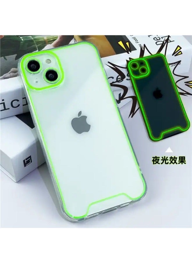 Transparent GREEN COLOR Glow in Dark Mobile Back Phone Protect Cover Fluorescent TPU Silicone Luminous Phone Case for Iphone 15 - Image 3