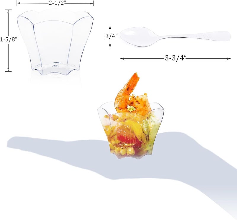 Kingrol 100 Count Mini Dessert Cups with Spoons 23 oz Disposable Clear Bowls for Mousse Puddings Appetizers Sauces - Image 5