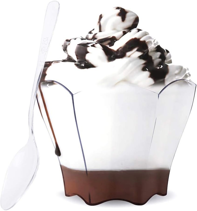 Kingrol 100 Count Mini Dessert Cups with Spoons 23 oz Disposable Clear Bowls for Mousse Puddings Appetizers Sauces - Image 2