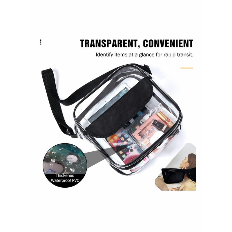 Zikra Clear Crossbody Bag, See Through Clear Purse Handbags with Adjustable Strap, Transparent Waterproof PVC Messenger Shoulder Bag for Women Work Sport Concert, Clear - Image 2