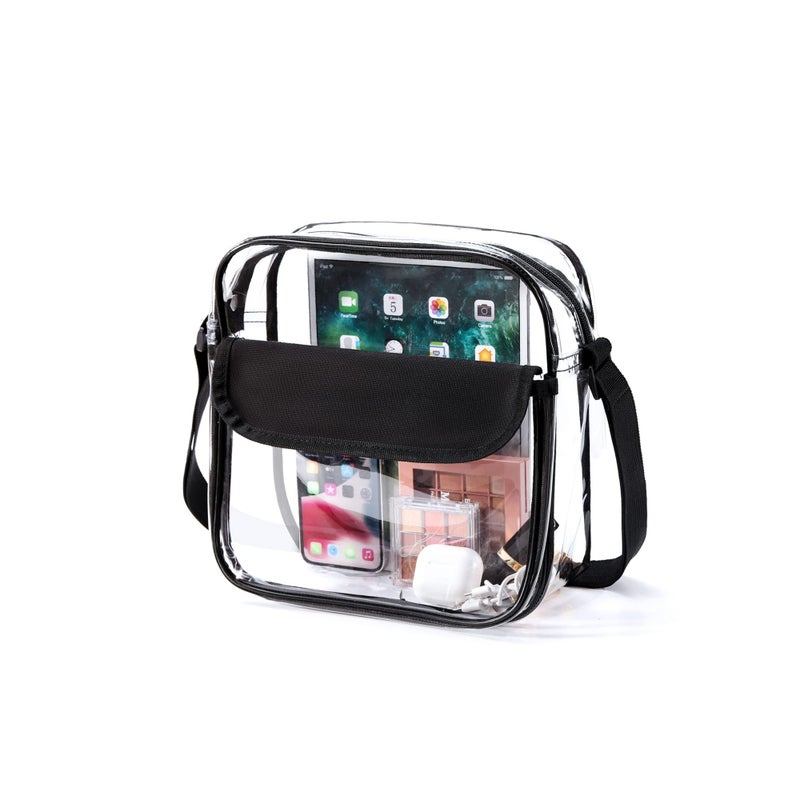 Zikra Clear Crossbody Bag, See Through Clear Purse Handbags with Adjustable Strap, Transparent Waterproof PVC Messenger Shoulder Bag for Women Work Sport Concert, Clear - Image 1