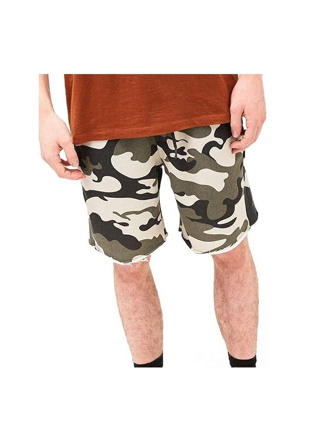 LOUD UNIVERSE Mens Camouflage Bermuda Short Elastic Waist Drawstring Back Pockets Stylish Trendy Relaxed Men Shorts  - Image 1