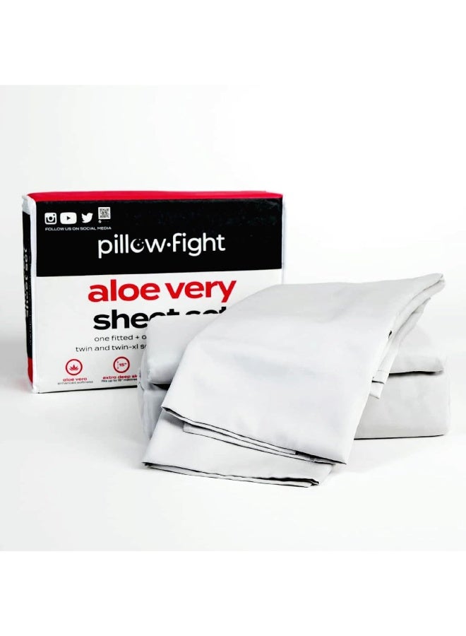 Pillow Fight Aloe Very Bedding Sheet Set Infused with Aloe Vera - 1000 Thread Count - Includes 2 Pack Set  - Image 1